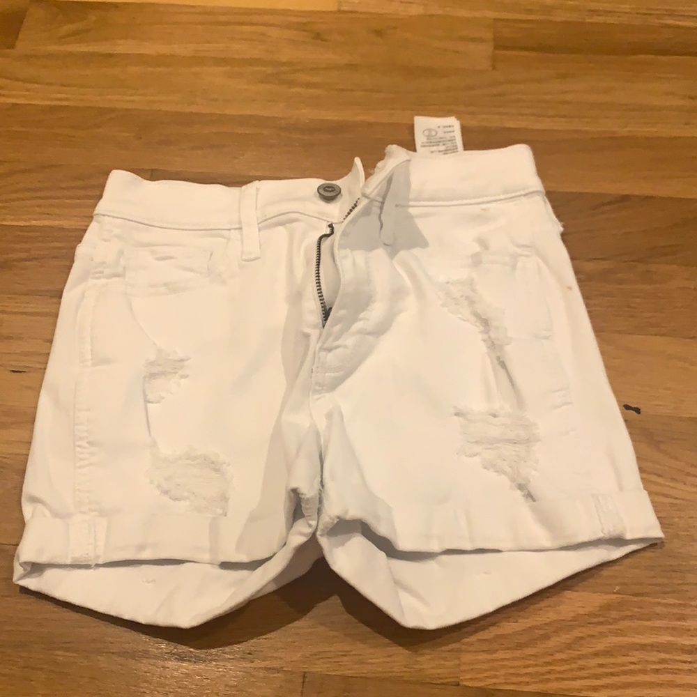 White Hollister ripped jeans shorts